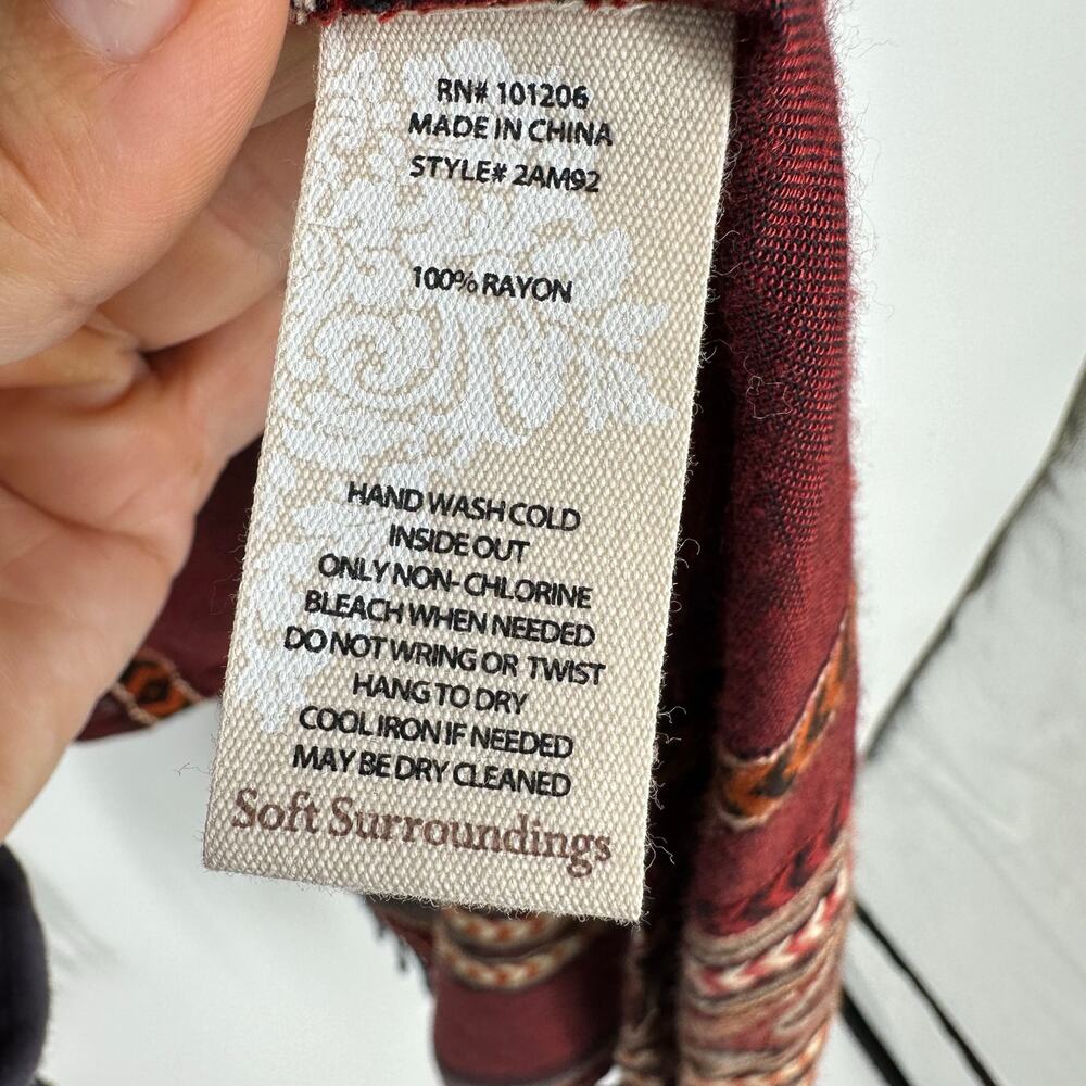 Soft Surroundings Womens Duster Cardigan Size S Long Sleeve Aztec Clay Red Boho - Picture 7 of 8